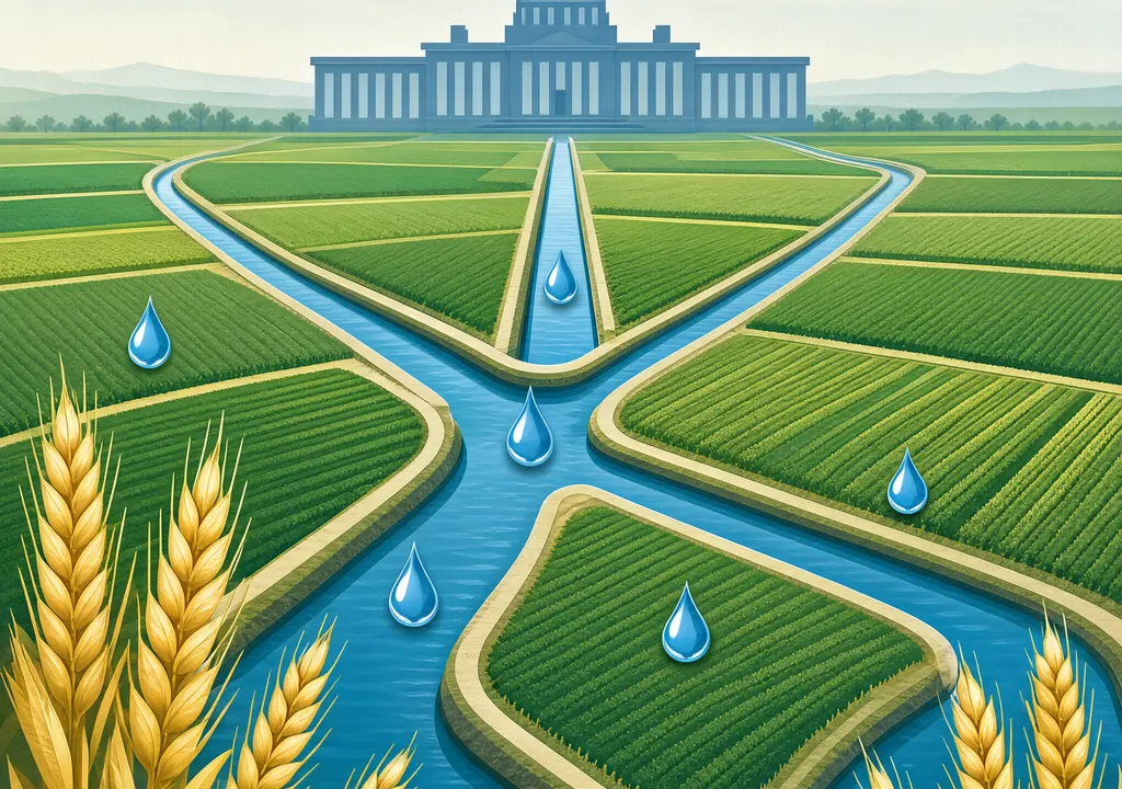 Illustration showing canal irrigation expansion and farm welfare themes for Punjab CM Mann's record defence