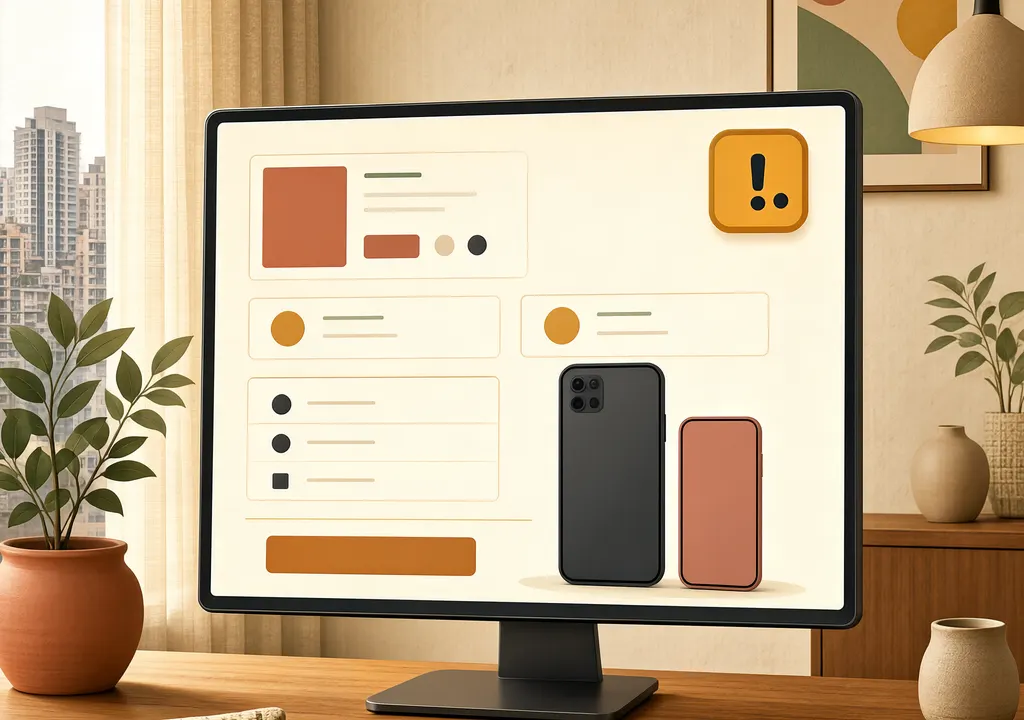 Illustration of a checkout screen with two smartphone silhouettes showing a purchase limit warning