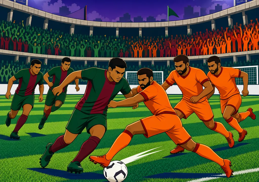 Mohun Bagan and Punjab FC players on floodlit pitch at Kishore Bharati Krirangan for IFA Shield 2026 semifinal