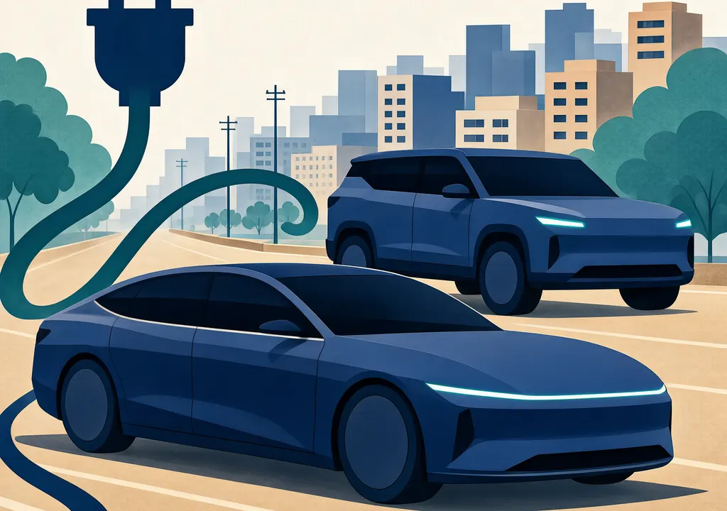 Editorial illustration of an electric sedan and SUV representing Volvo's planned India launches.